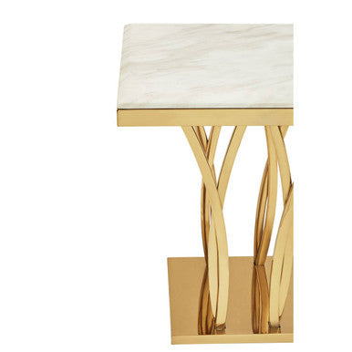Arenza White Marble Side Table with Gold Finish Frame