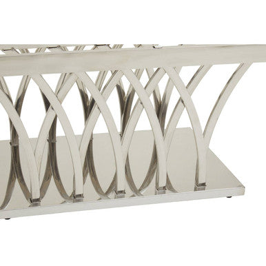 Black Marble Top Coffee Table with Intricate Silver Base | Arenza