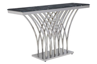 Arenza Black Marble Console Table with Silver Finish Frame