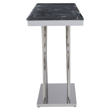 Arenza Black Marble Console Table with Silver Finish Frame