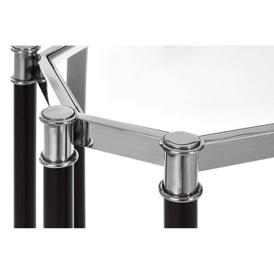 Silver and Black Chrome Finish Console Table with Clear Tempered Glass Top | Allessi