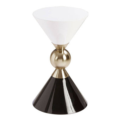 Martini White and Black Gold Finish Hourglass Side Table