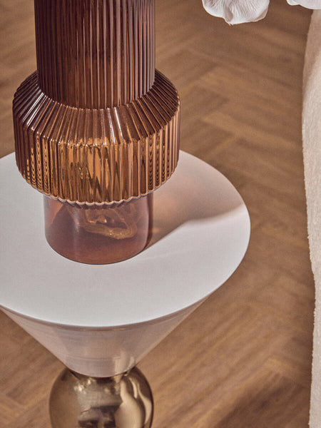 Martini White and Black Gold Finish Hourglass Side Table