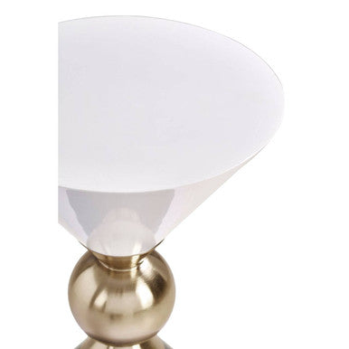 Martini White and Black Gold Finish Hourglass Side Table