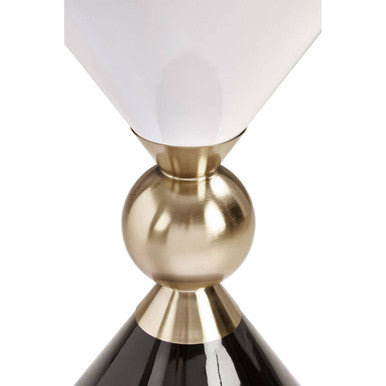 Martini White and Black Gold Finish Hourglass Side Table