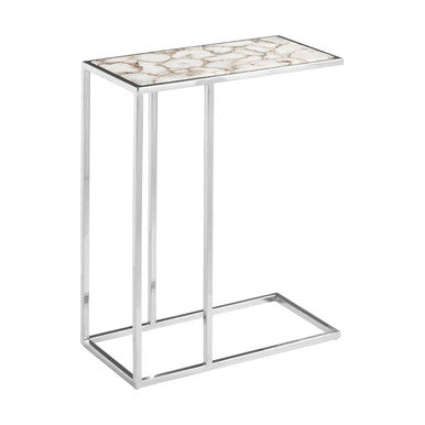 Vita White Agate and Silver Finish Side Table