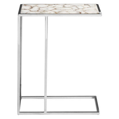 Vita White Agate and Silver Finish Side Table