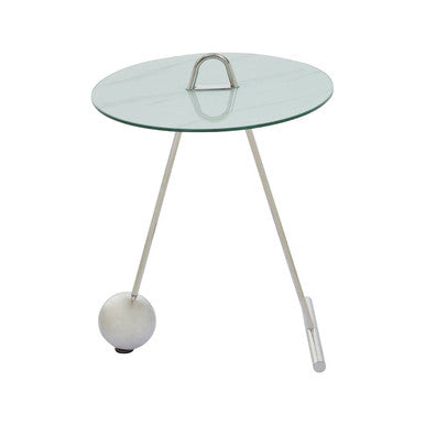 White Marble Effect Glass Top Round End Table | Oria