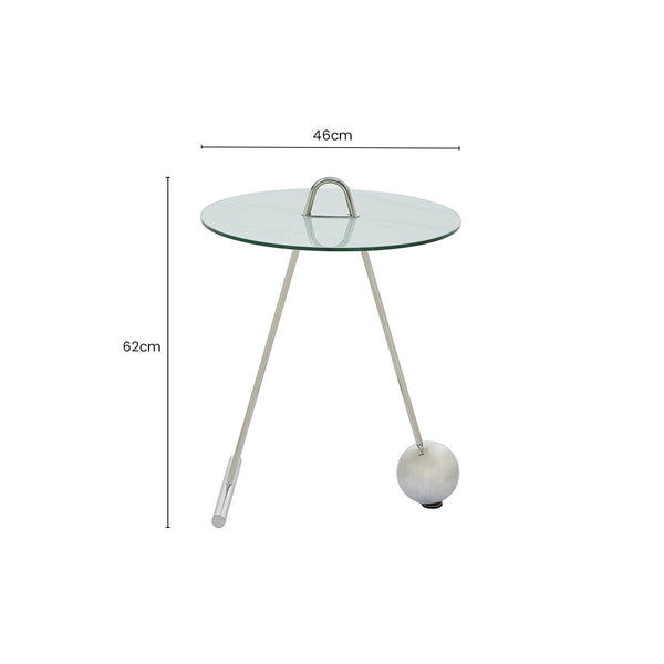 White Marble Effect Glass Top Round End Table | Oria