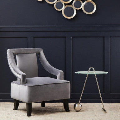 White Marble Effect Glass Top Round End Table | Oria