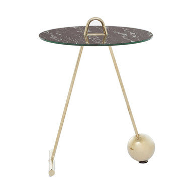 Black Marble Effect Top End Table with Gold Splayed Legs | Oria