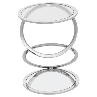 Oria Clear Glass Side Table with Silver Finish Frame