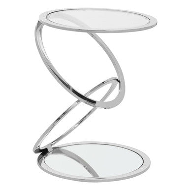 Oria Clear Glass Side Table with Silver Finish Frame