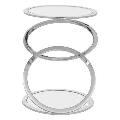 Oria Clear Glass Side Table with Silver Finish Frame