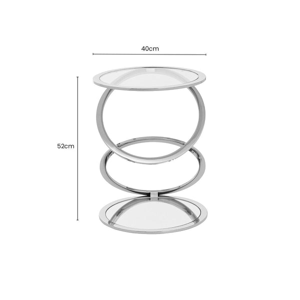 Oria Clear Glass Side Table with Silver Finish Frame
