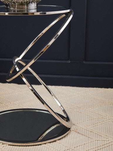 Oria Clear Glass Side Table with Silver Finish Frame