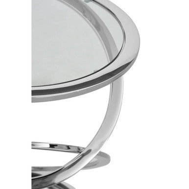 Oria Clear Glass Side Table with Silver Finish Frame