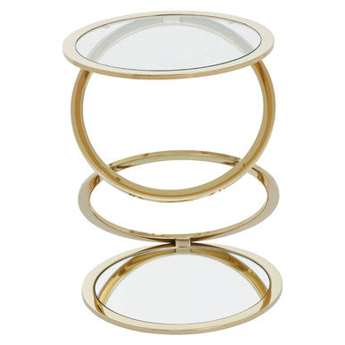 Oria Clear Glass Side Table with Gold Finish Frame