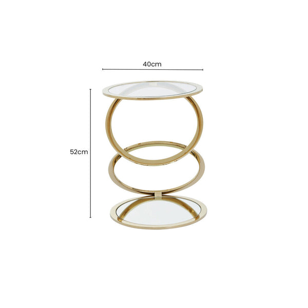 Oria Clear Glass Side Table with Gold Finish Frame