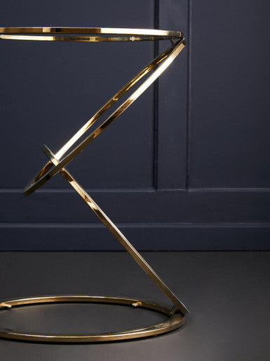 Oria Clear Glass Side Table with Gold Finish Frame
