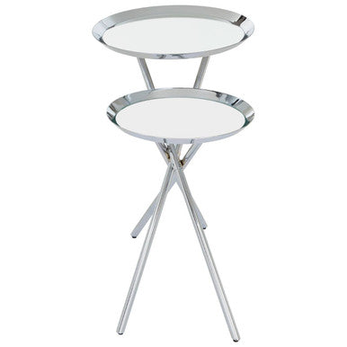 Silver Glass Top 2 Tier Round Side Table | Oria