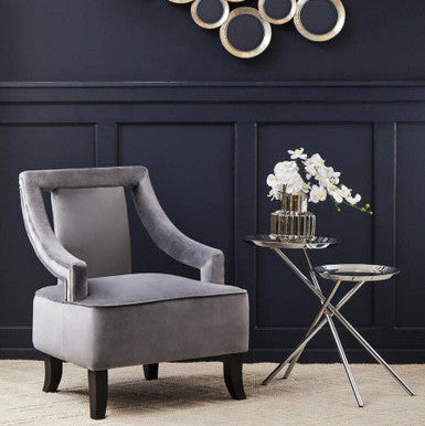 Silver Glass Top 2 Tier Round Side Table | Oria