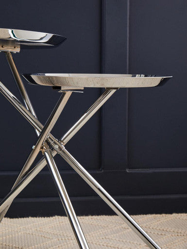 Silver Glass Top 2 Tier Round Side Table | Oria