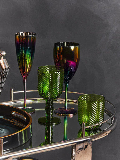 Oria Mirrored Glass Drinks Trolley with Silver Finish Frame