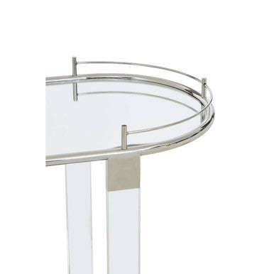 Oria Mirrored Glass Drinks Trolley with Silver Finish Frame