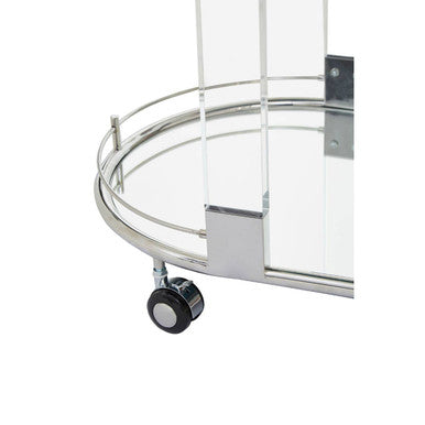 Oria Mirrored Glass Drinks Trolley with Silver Finish Frame