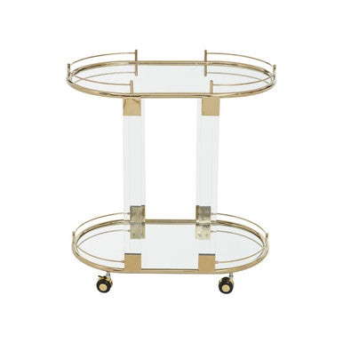 Oria Mirrored Glass Drinks Trolley with Gold Finish Frame