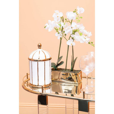 Oria Mirrored Glass Drinks Trolley with Gold Finish Frame