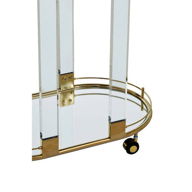 Oria Mirrored Glass Drinks Trolley with Gold Finish Frame