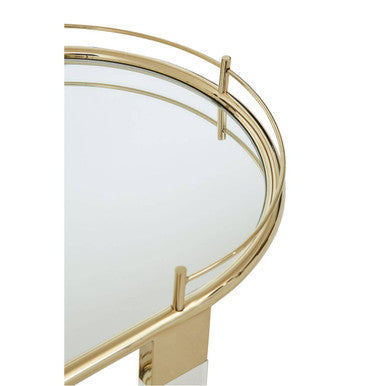 Oria Mirrored Glass Drinks Trolley with Gold Finish Frame