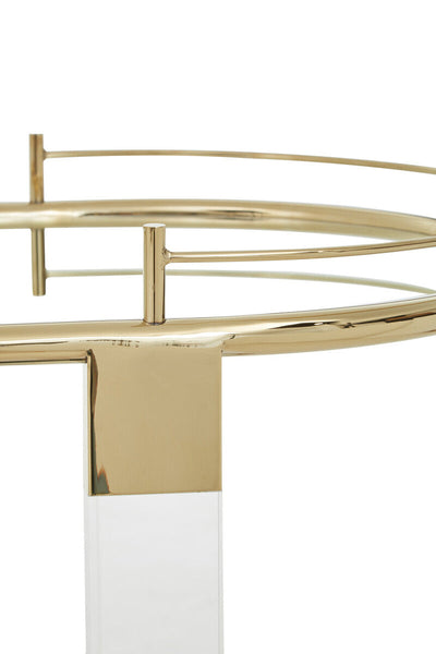 Oria Mirrored Glass Drinks Trolley with Gold Finish Frame