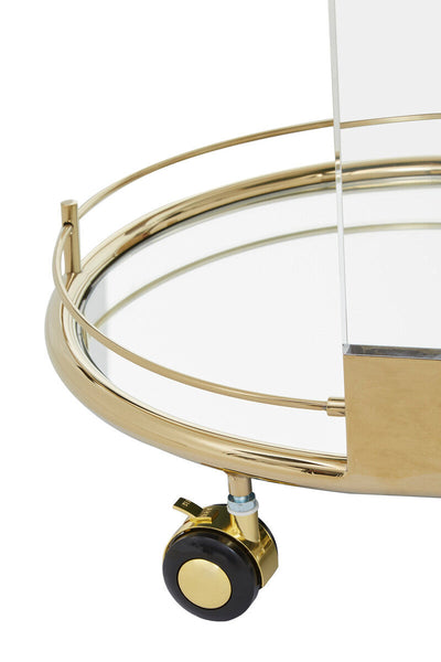 Oria Mirrored Glass Drinks Trolley with Gold Finish Frame