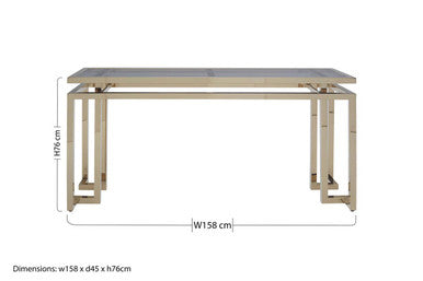 Oria Grey Glass Console Table with Gold Finish Frame