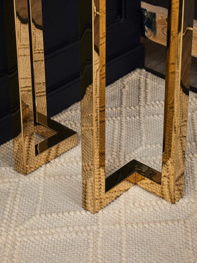 Oria Grey Glass Console Table with Gold Finish Frame