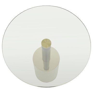 Oria Clear Glass Round Side Table with Black and Gold Finish Base