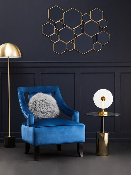 Oria Clear Glass Round Side Table with Black and Gold Finish Base