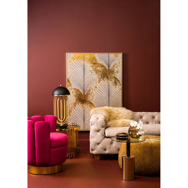 Oria Clear Glass Round Side Table with Black and Gold Finish Base