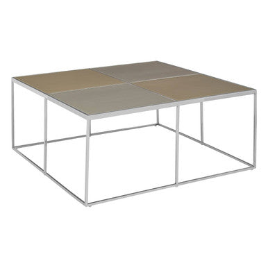 Brushed Gold and Silver Square Coffee Table | Oria