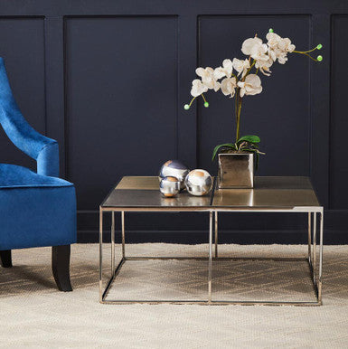 Brushed Gold and Silver Square Coffee Table | Oria