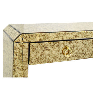 Komo Antique Gold Finish Mirrored 2 Drawer Console Table