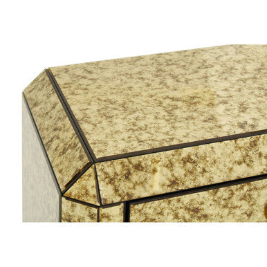 Komo Antique Gold Finish Mirrored 2 Drawer Console Table