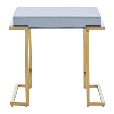 Mirrored End Table in Gold and Grey Finish | Kaso