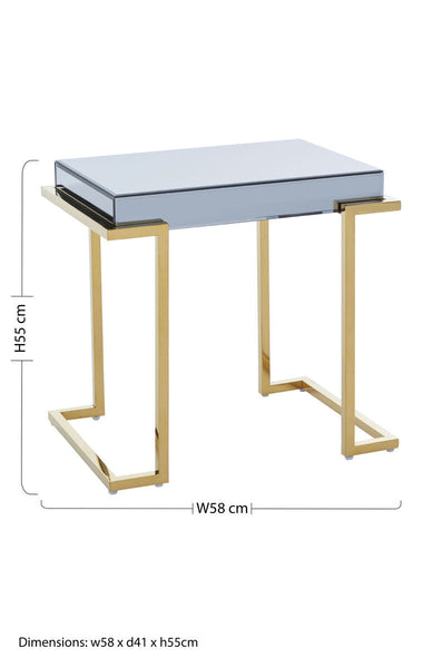 Mirrored End Table in Gold and Grey Finish | Kaso
