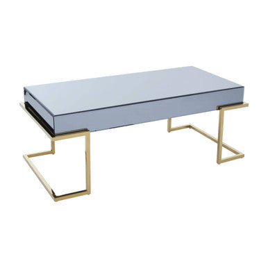 Mirrored Rectangular Coffee Table in Gold and Grey Finish | Kaso