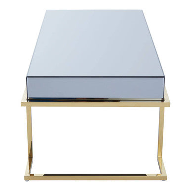 Mirrored Rectangular Coffee Table in Gold and Grey Finish | Kaso