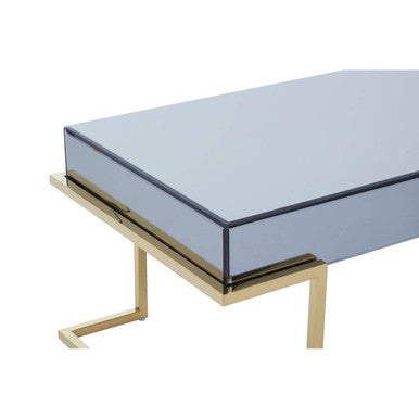 Mirrored Rectangular Coffee Table in Gold and Grey Finish | Kaso